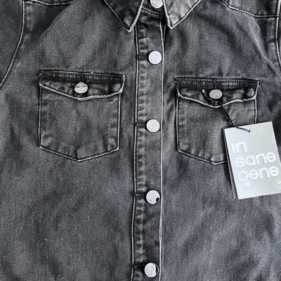 Distressed Relaxed Fit Denim Romper Dark Wash | Insane Gene - Picture 4 of 11